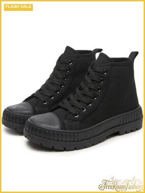 Platform High Top Canvas Sneakers Breathable Non-Slip Lace-Up Casual Sneakers